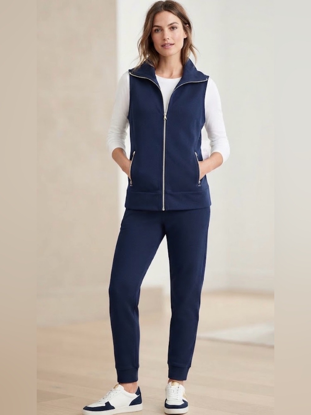 Nanette Lepore Play Women's Navy Sleeveless Zip-Front Vest